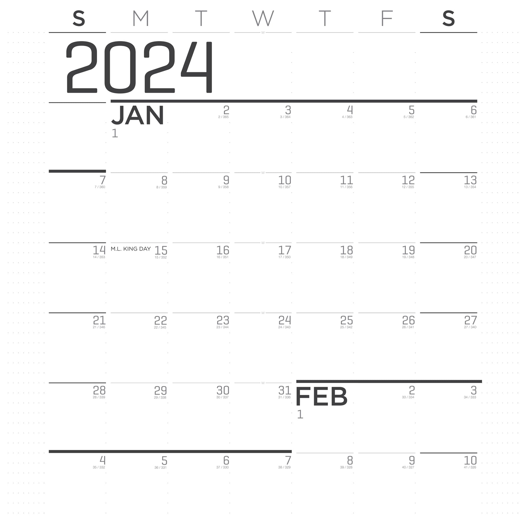 LushLeaf Large Dry Erase 38" x 68" Black Giant Yearly Calendar