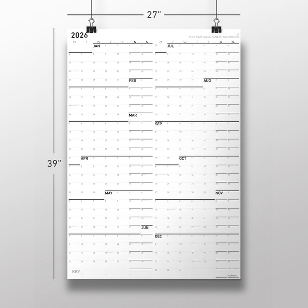 Monday Monochrome Large Wall Calendar (27x39)