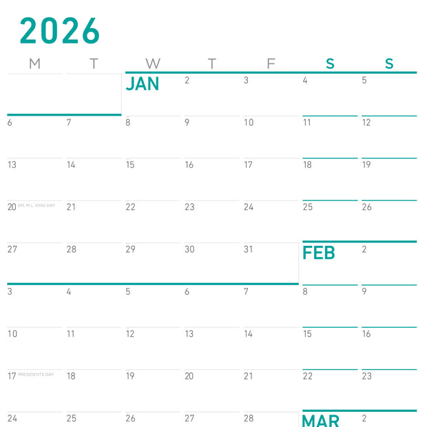Monday First Large Wall Calendar (27x39)
