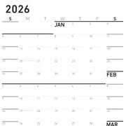 Sunday Monochrome Large Wall Calendar (27x39)